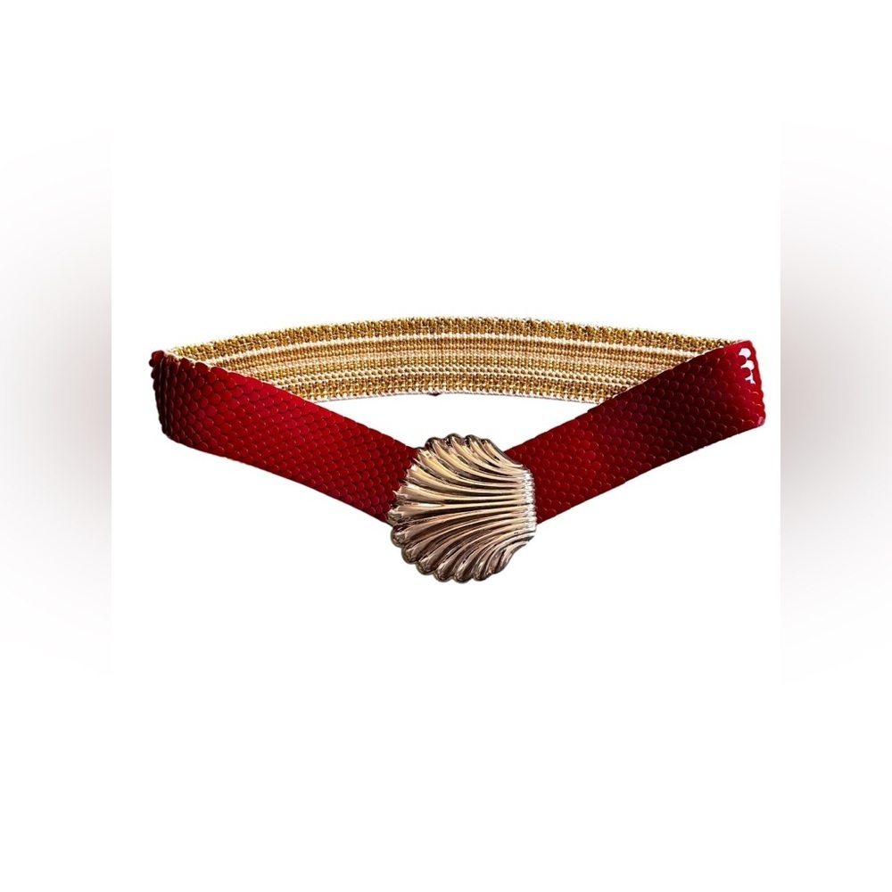 Vintage red mermaid shell belt, o/s - Picture 5 of 8
